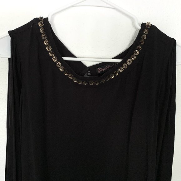 Elizabeth and James Dress Black Embellished Long Sleeve Shift - Picture 2 of 6